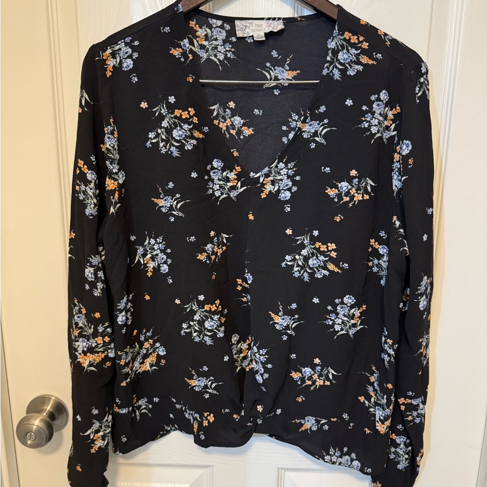 Floral Black Blouse by Pink Republic